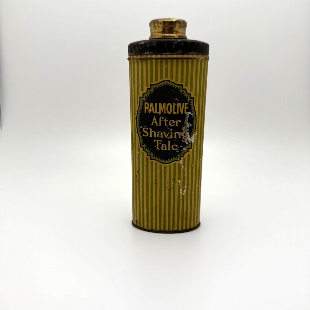 Vintage Palmolive After Shave‎ Talc Powder Tin Can with Product.
